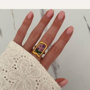 Gold and Purple Floral Ring